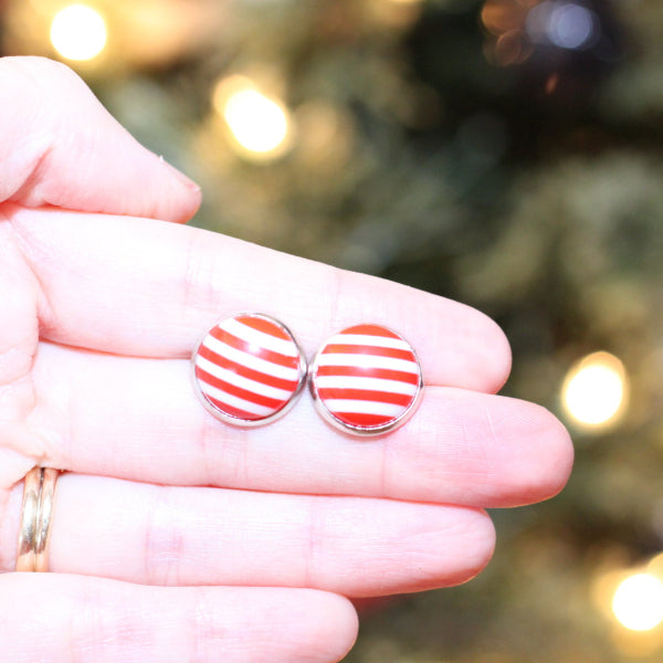 candy cane christmas stud earrings lake and lark