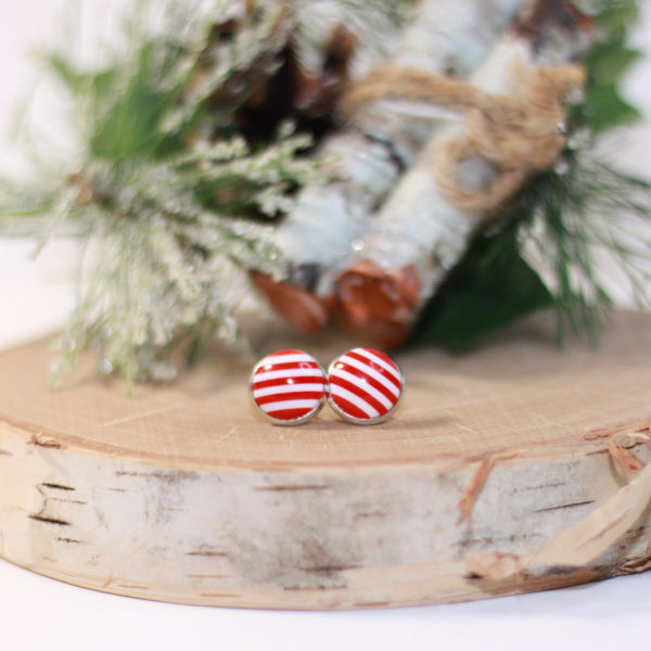 candy cane christmas stud earrings