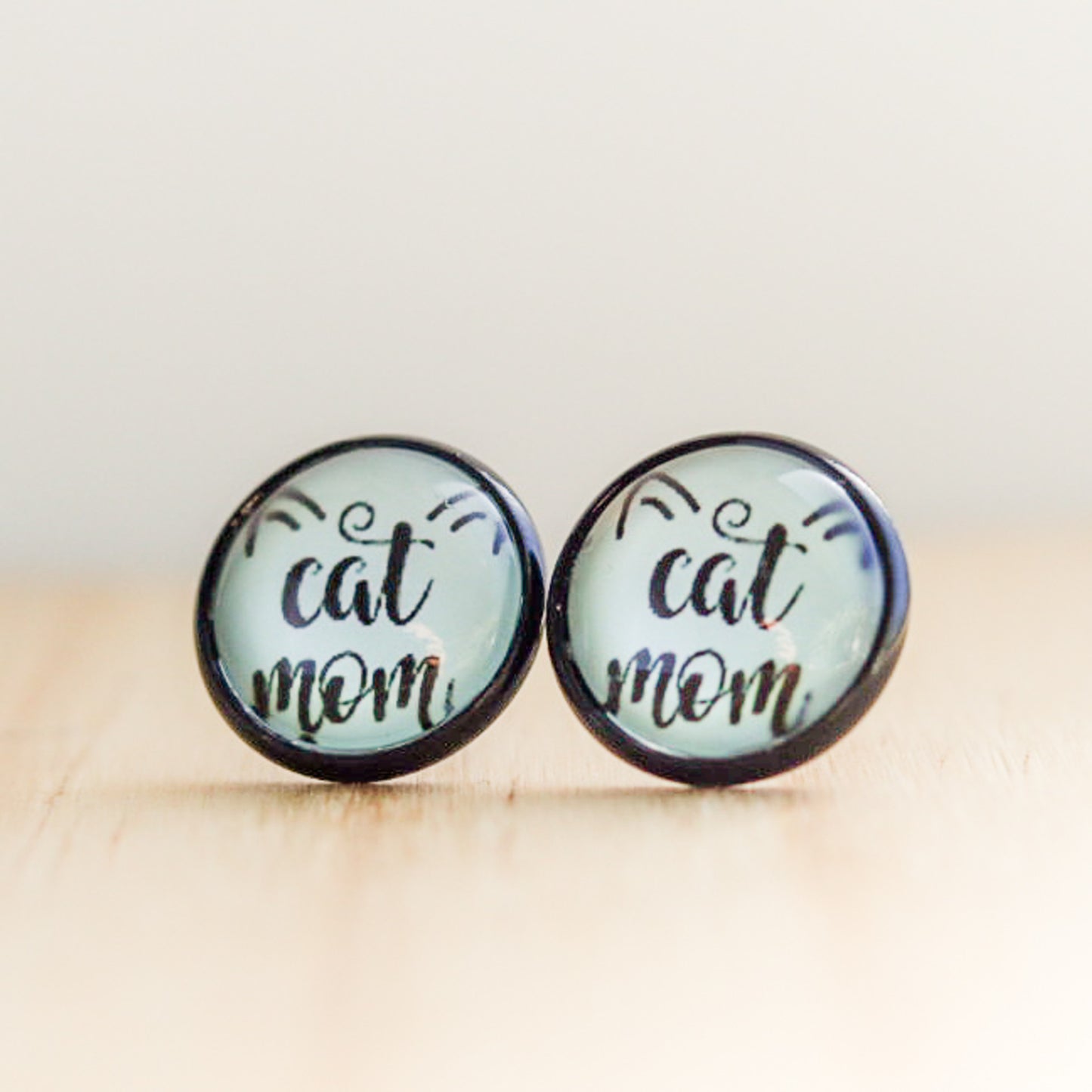 cat mom stud earrings