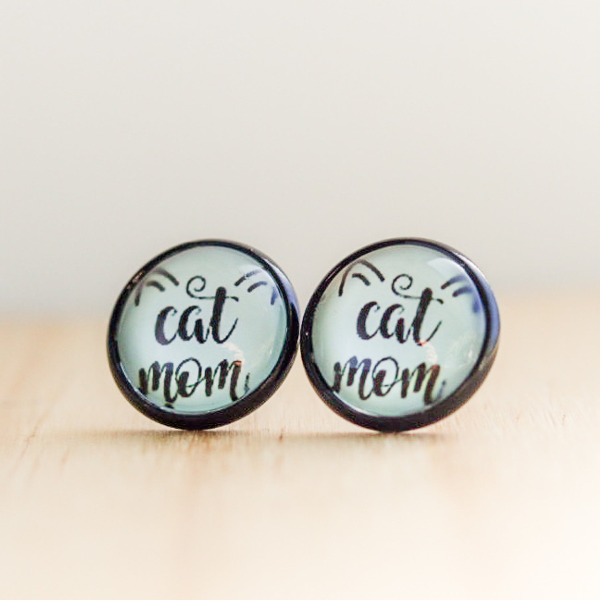 cat mom stud earrings