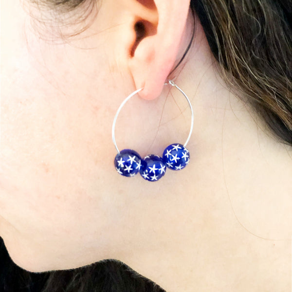 celestial blue star hoop earrings lake lark