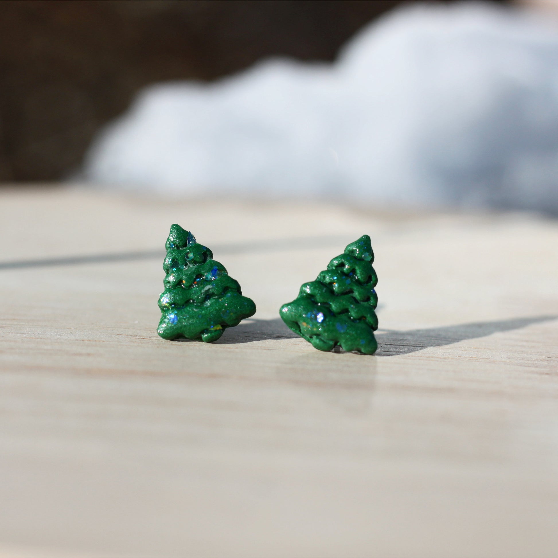 ceramic christmas tree stud earrings lake lark