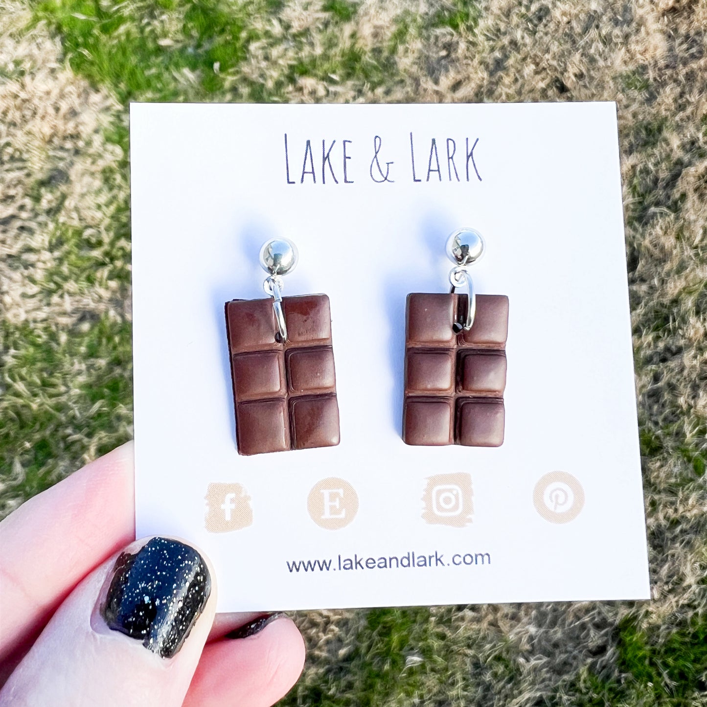 clay chocolate candy bar earrings