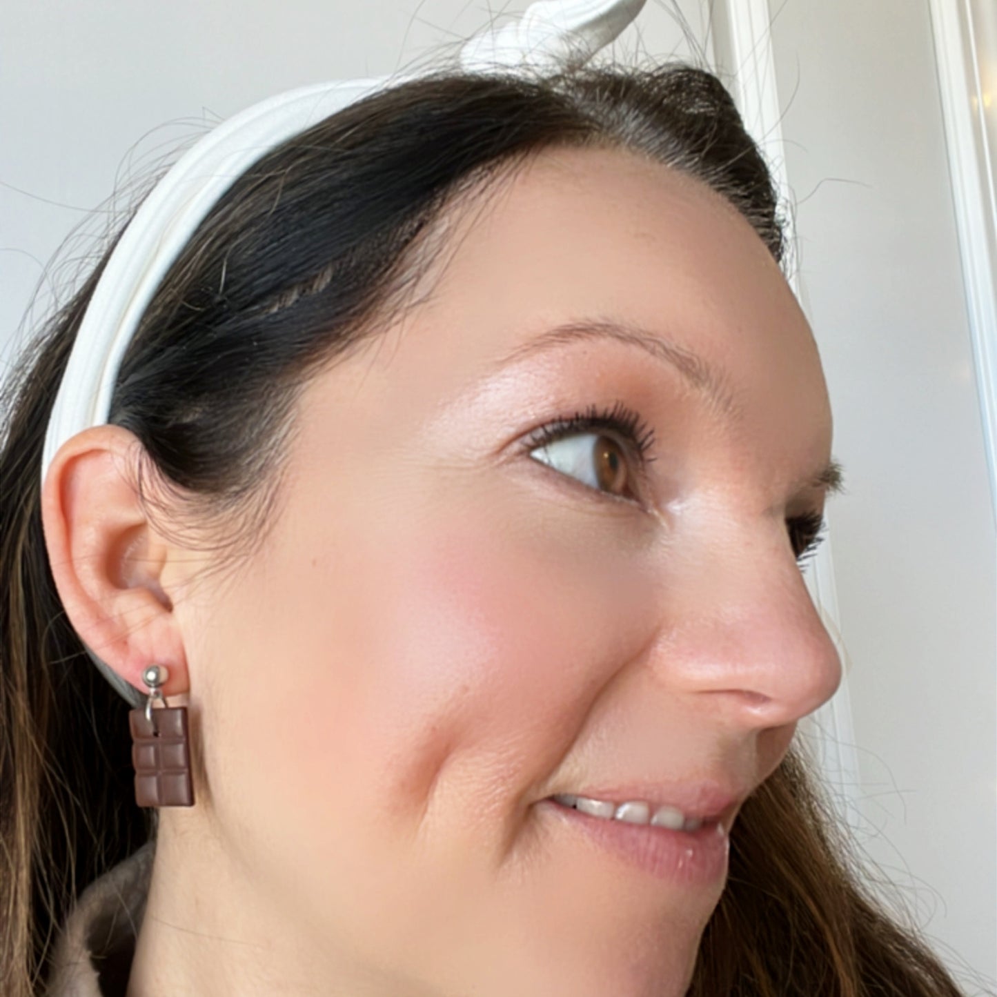 miniature chocolate candy bar clay earrings