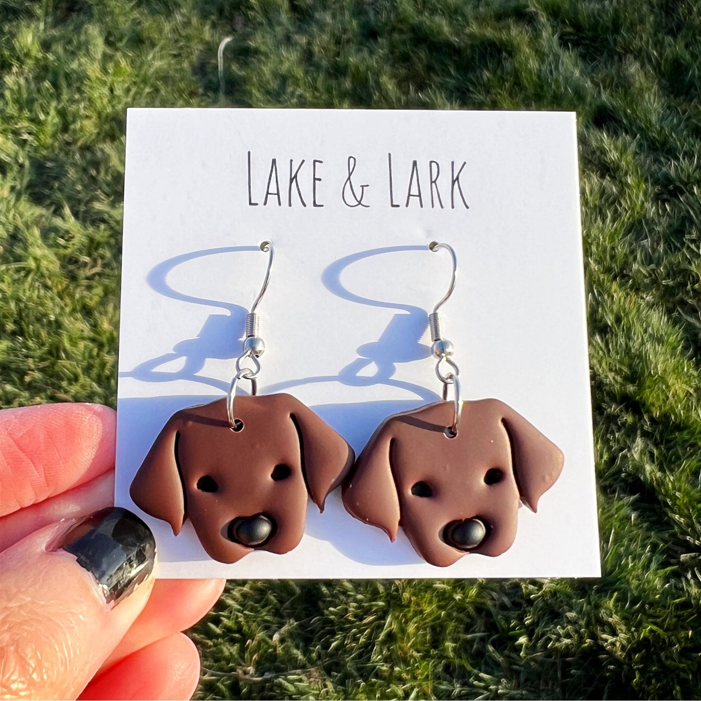 chocolate lab dog earrings lake lark