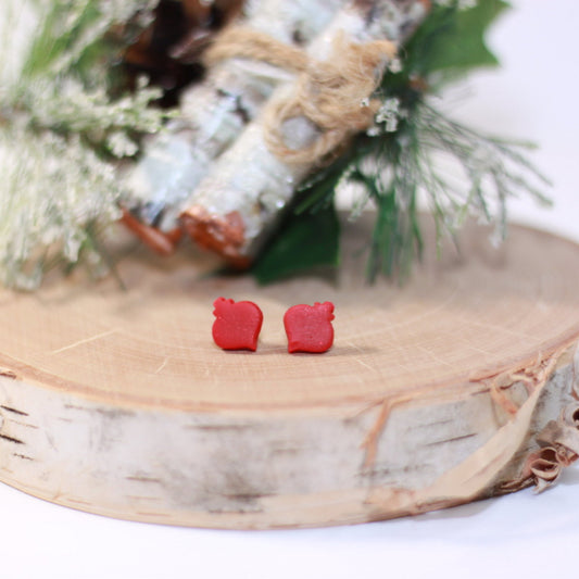 clay red christmas ornament stud earrings