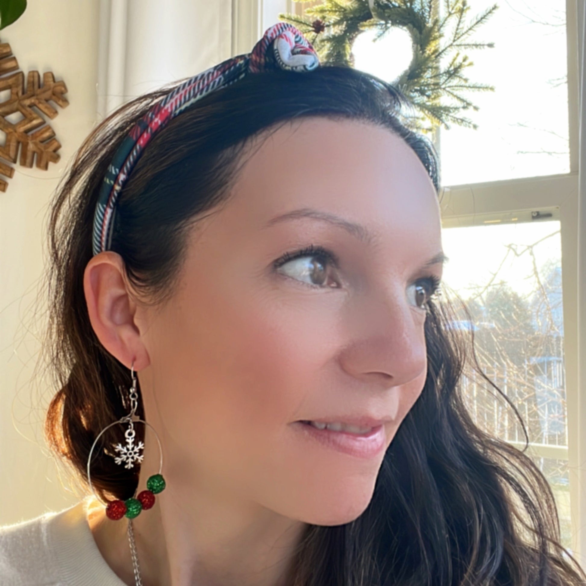 glitter christmas snowflake statement earrings