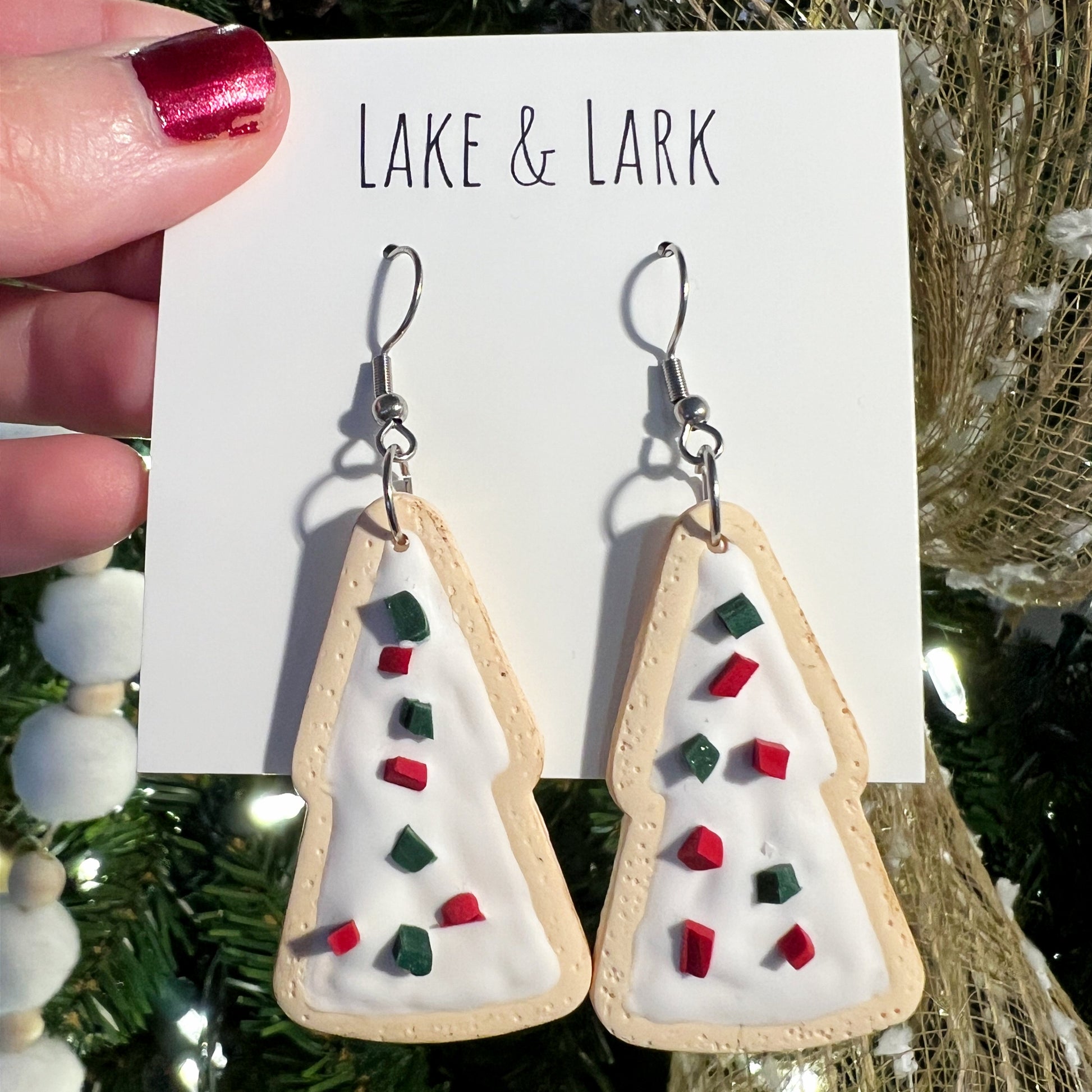 christmas tree sugar cookie earrings