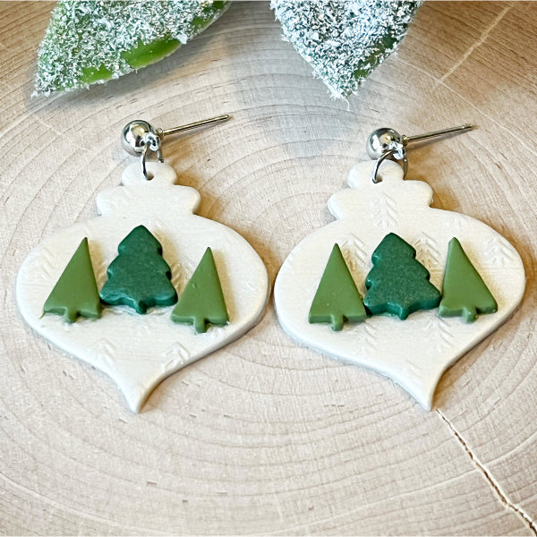 evergreen trees christmas ornament earrings