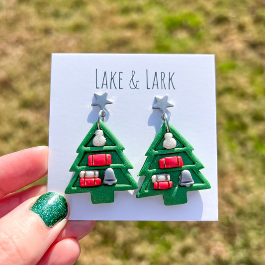 Christmas Tree Bookshelf Earrings