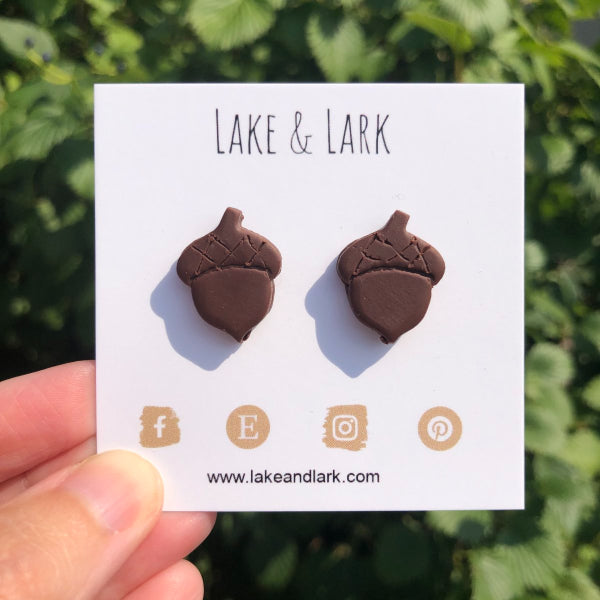 clay acorn stud earrings lake lark