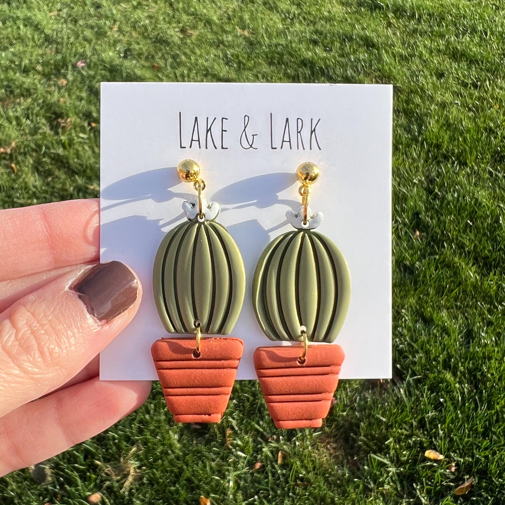 clay cactus earrings lake lark