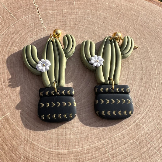 clay cactus flower earrings lake lark