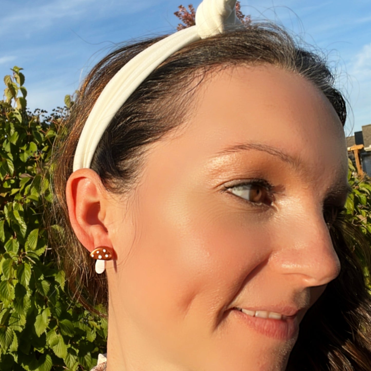 handmade clay mushroom earrings