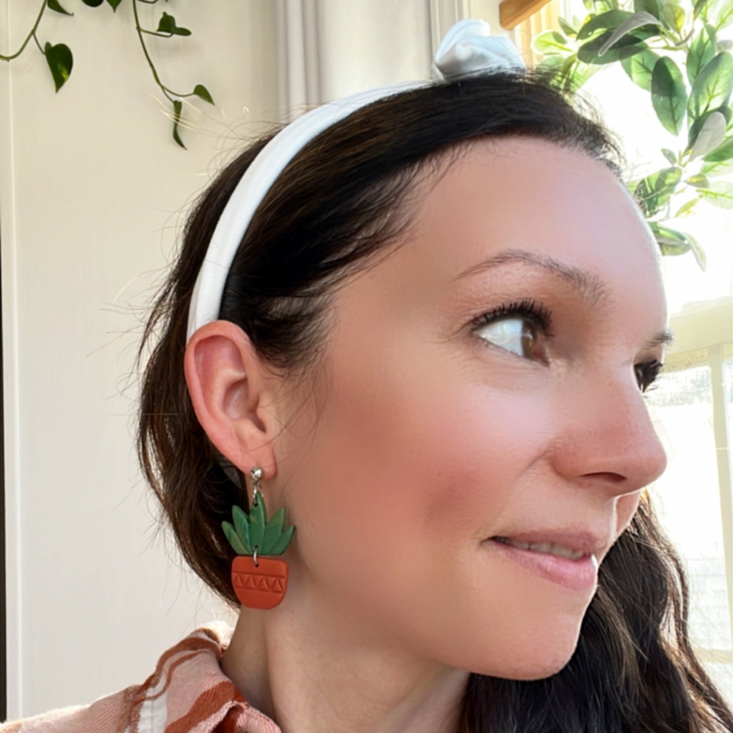 clay plant mom earrings