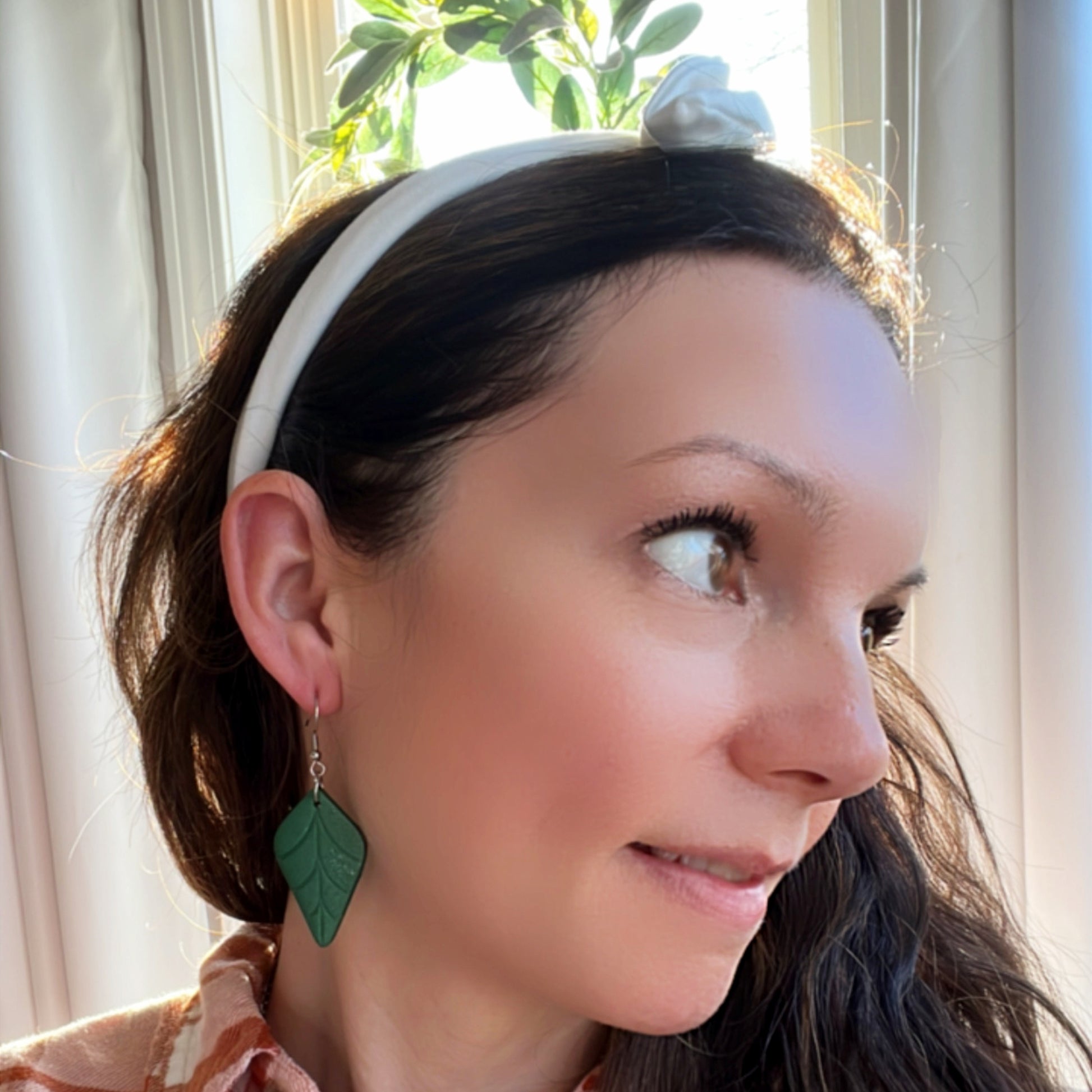 plant mom leaf earrings