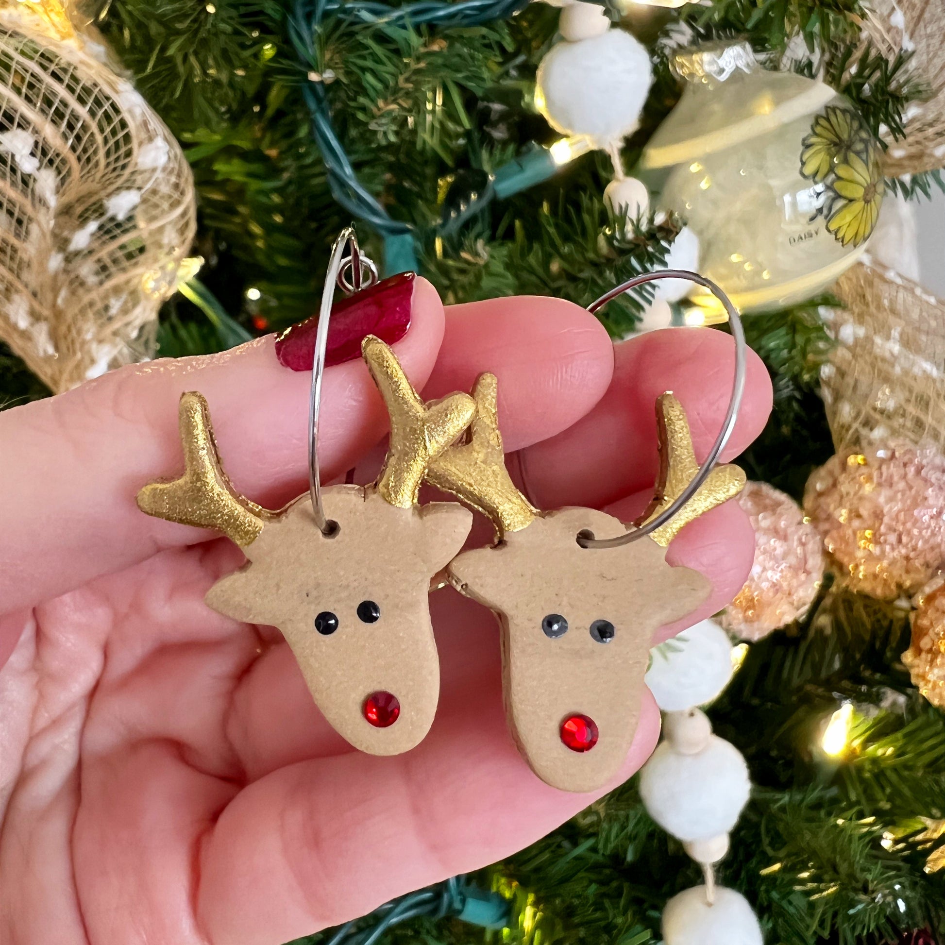 rudolph reindeer clay earrings