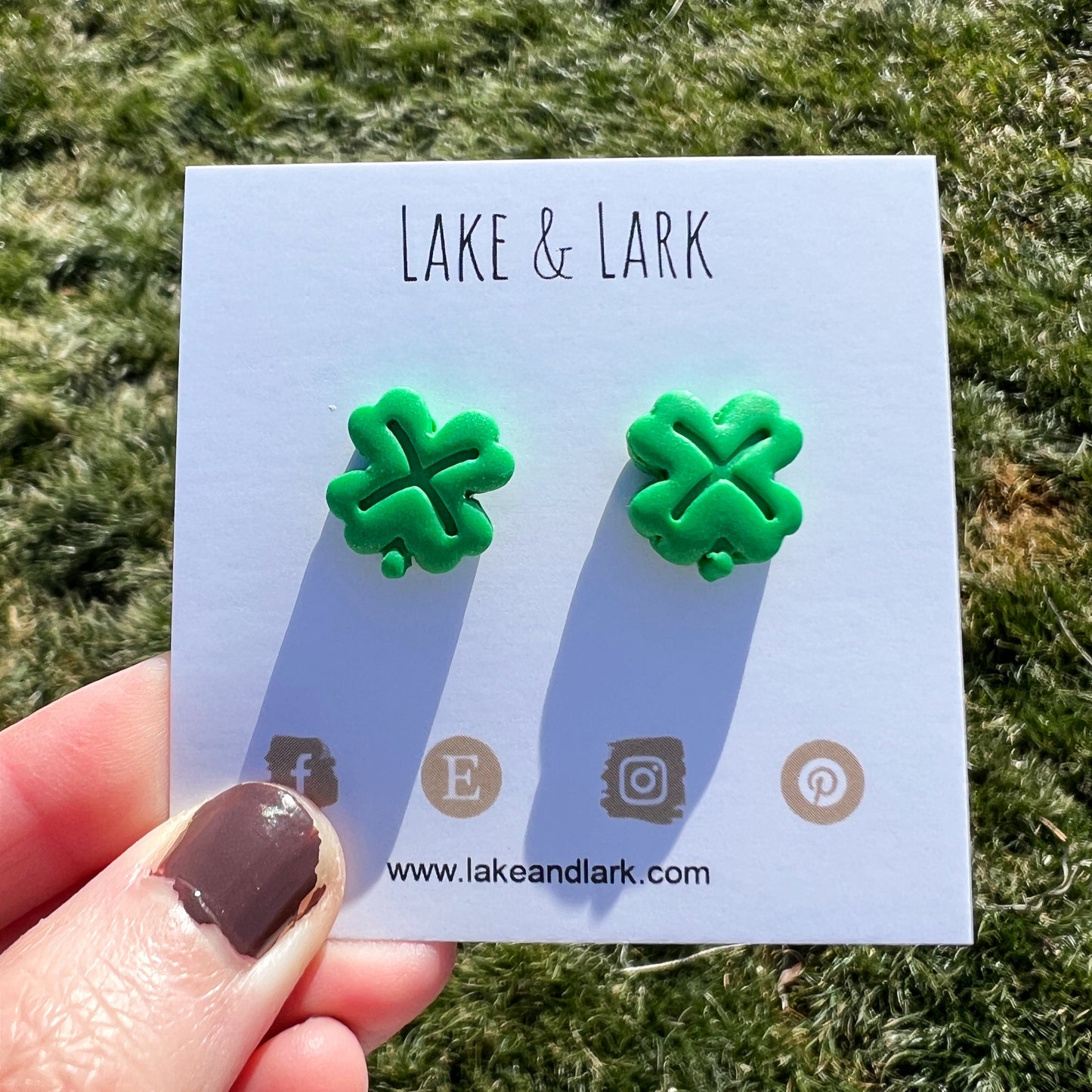 clay shamrock stud earrings lake lark (2)