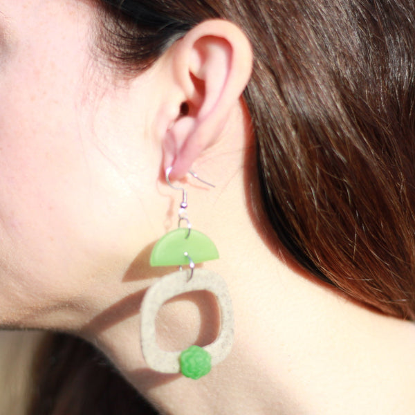 succulent square hoop earrings