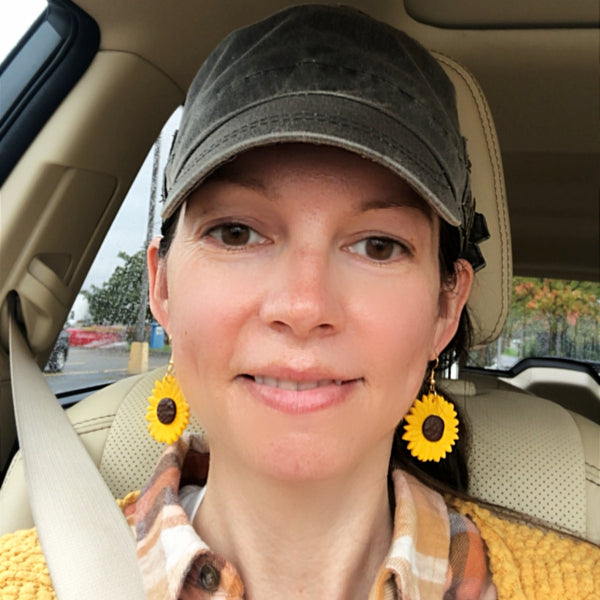 sunflower earrings modeled lake lark