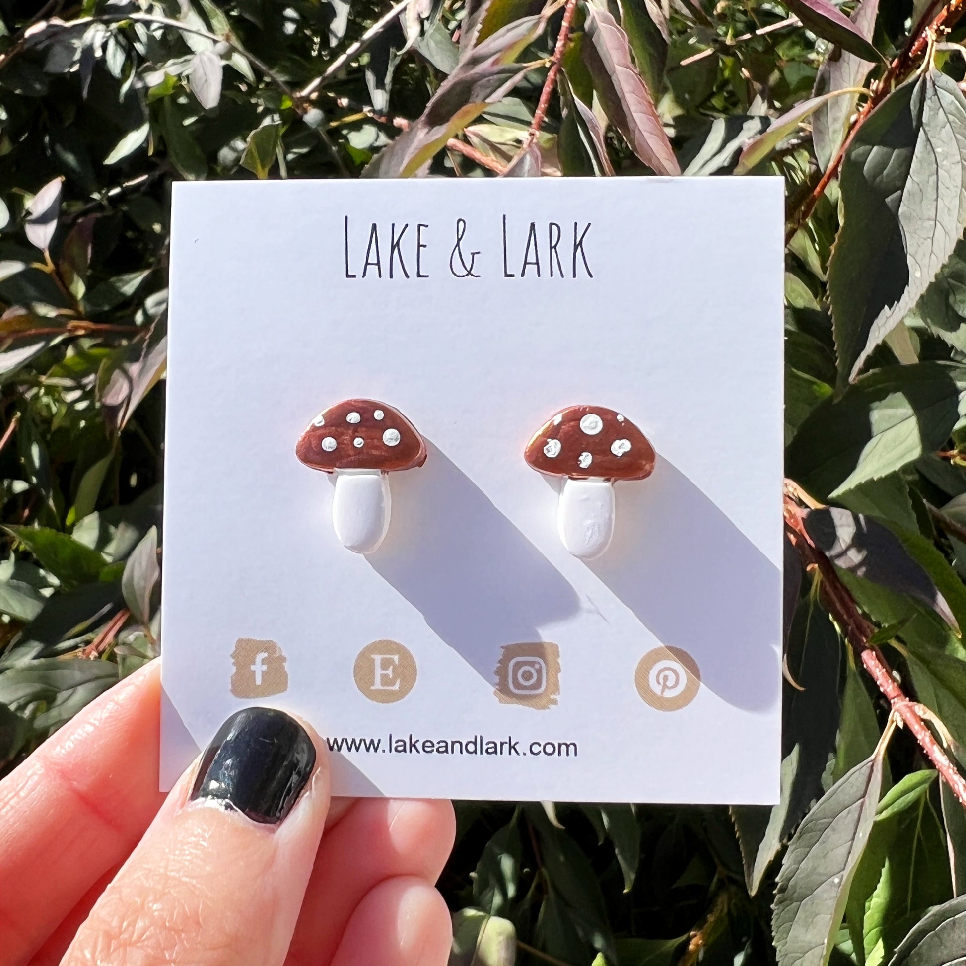 tiny mushroom stud earrings