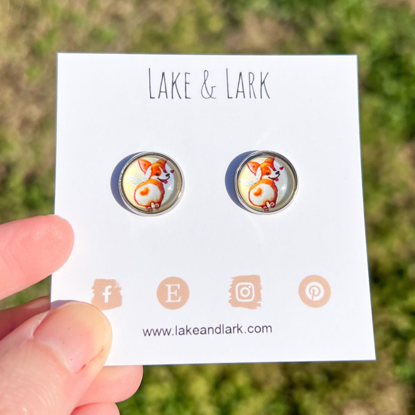 corgi dog love stud earrings lake lark