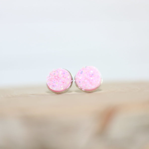 cotton candy pink stud earrings