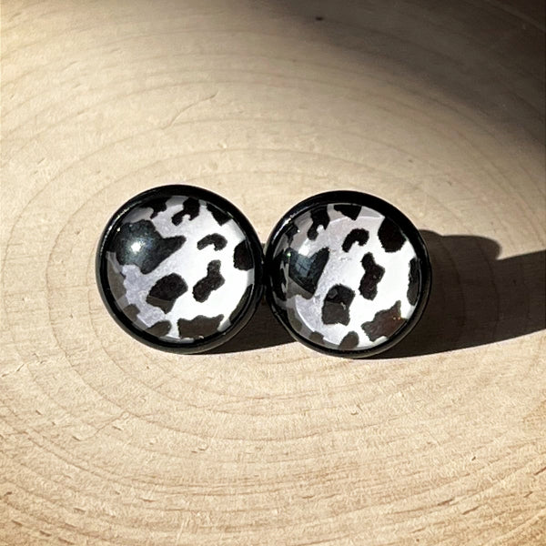 cow print stud earrings