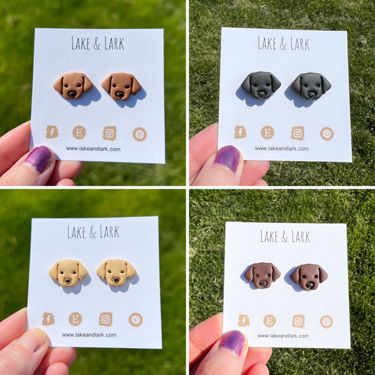 golden retreiver black lab dog stud earrings