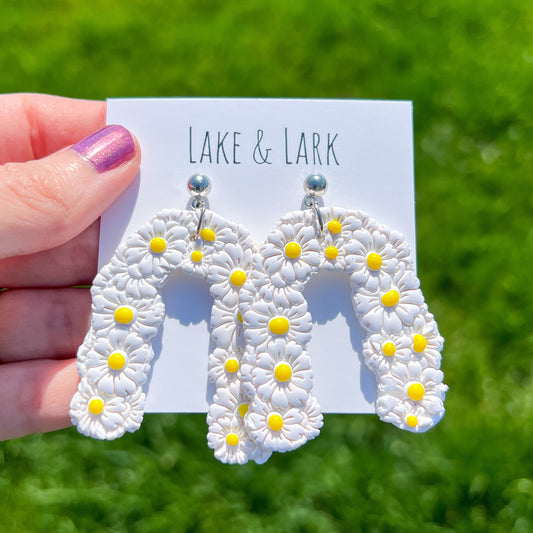 daisy wedding clay earrings