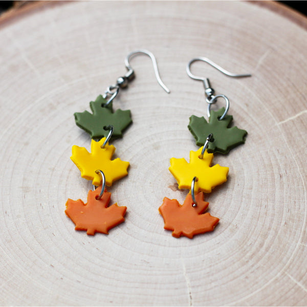 fall clay dangly earrings