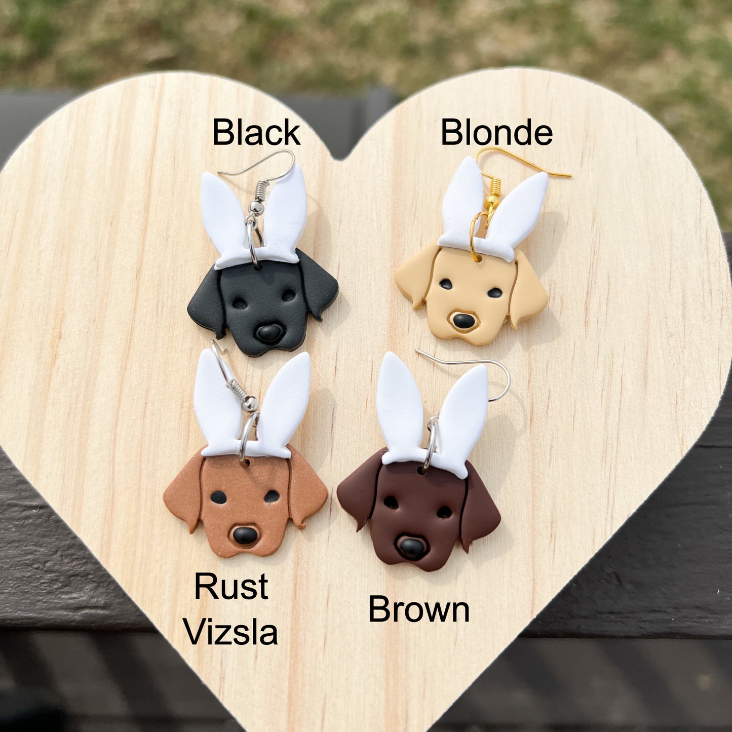 retriever dog easter bunny earrings