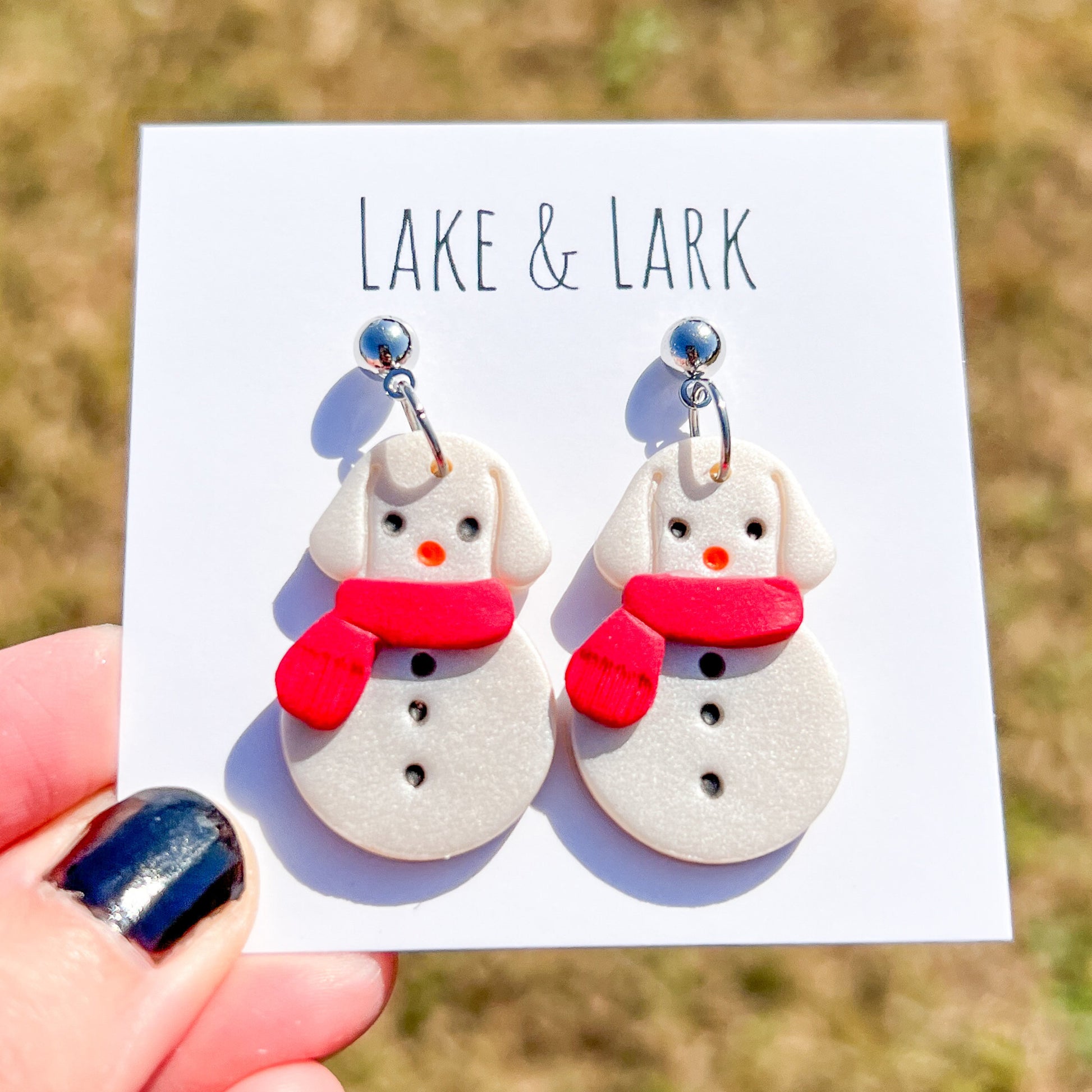 dog snowman earrings