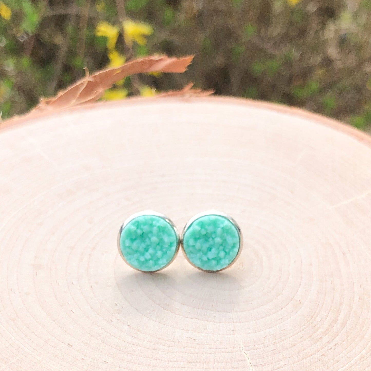 chunky mint druzy stud earrings lake lark