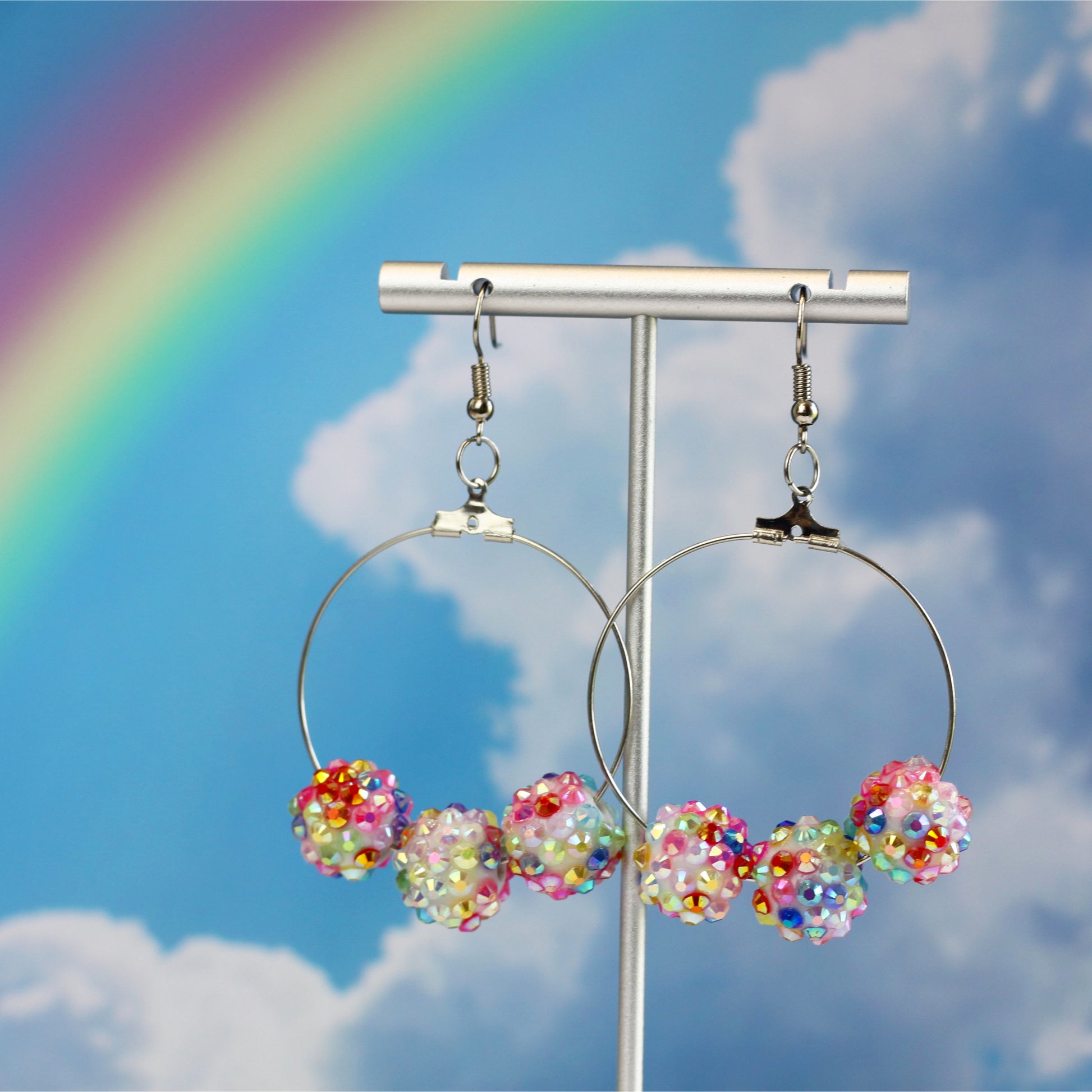 e pastel rainbow bead hoop earrings lake lark (2)