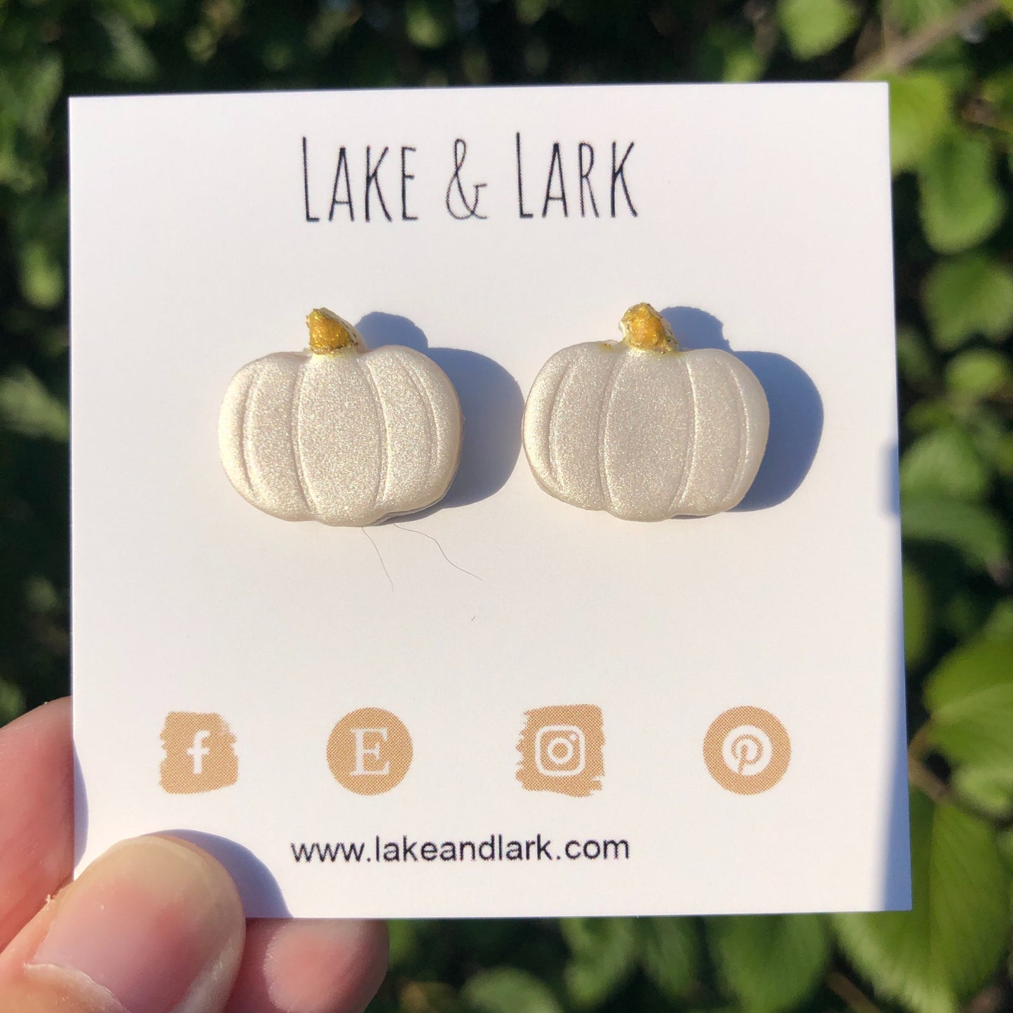 white gold pumpkin fall earrings