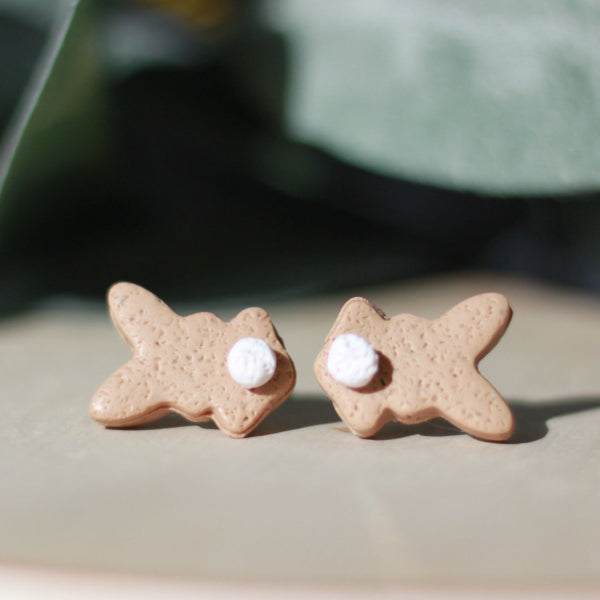 clay bunny rabbit stud earrings