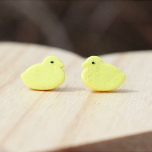 easter marshmallow chick stud earrings lake lark (1)