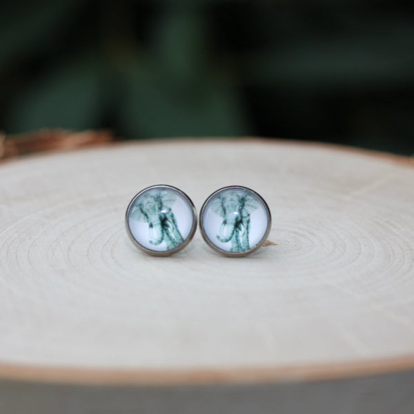 gray elephant earrings