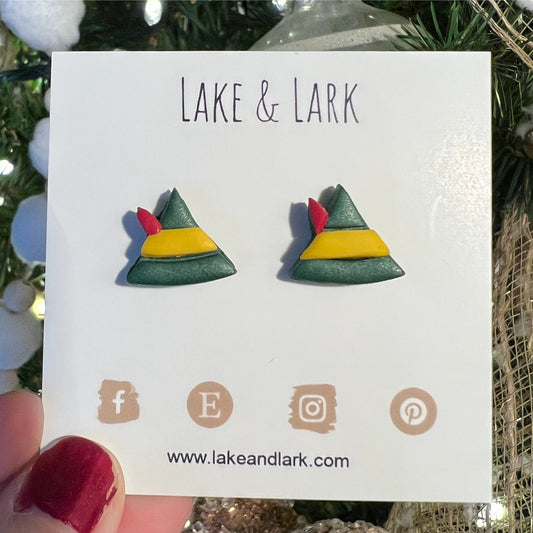 elf christmas stud earrings