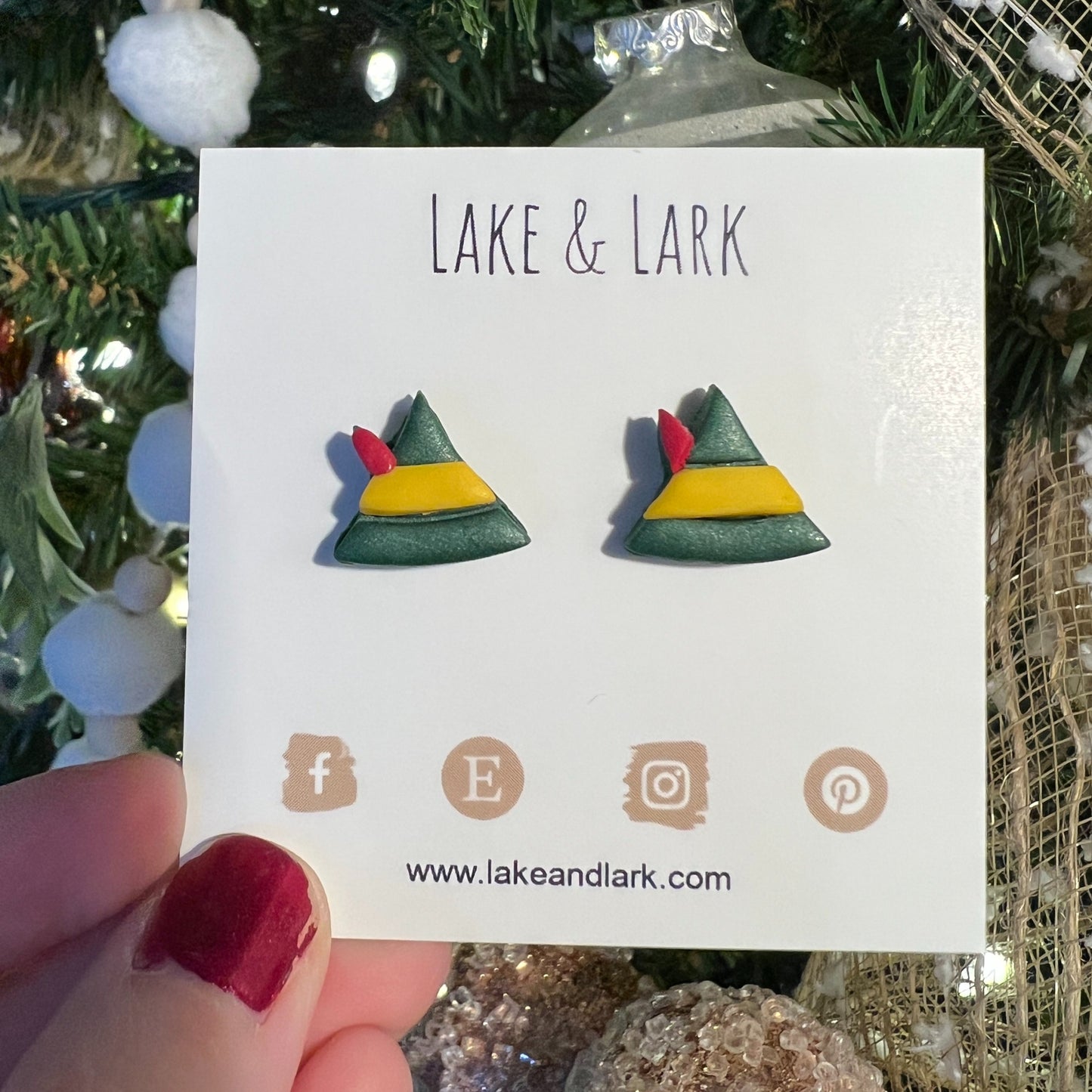 elf hat christmas stud earrings lake lark