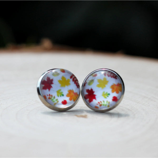 autumn leaf stud earrings