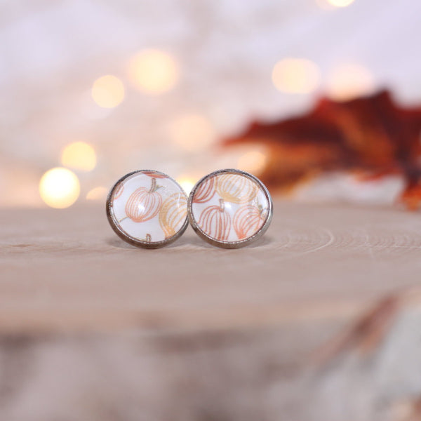 autumn pumpkin stud earrings