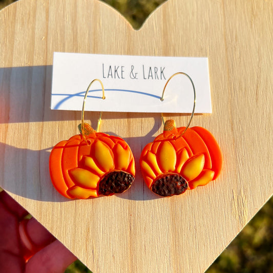 autumn pumpkin sunflower earrings