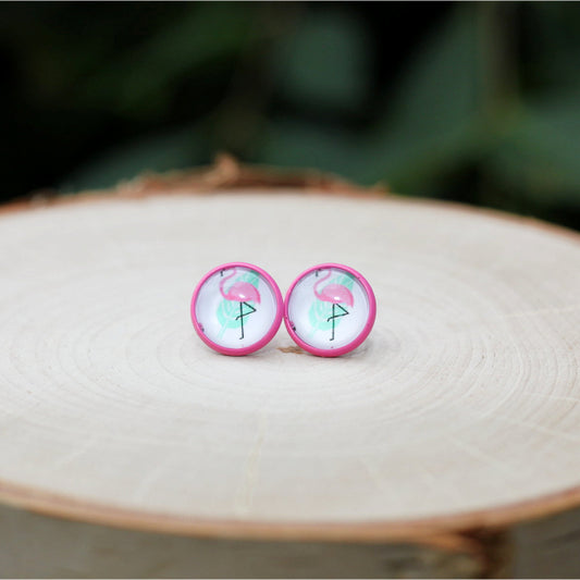 pink flamingo stud earrings lake lark