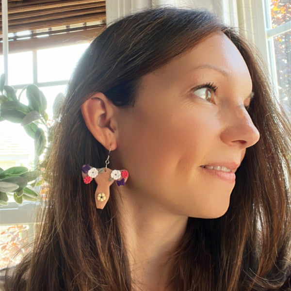 flower girl power uterus earrings