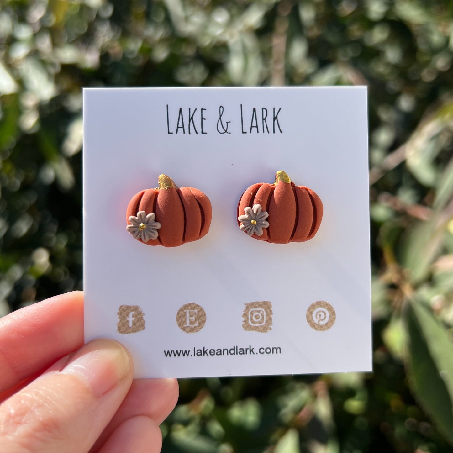 floral pumpkin autumn stud earrings