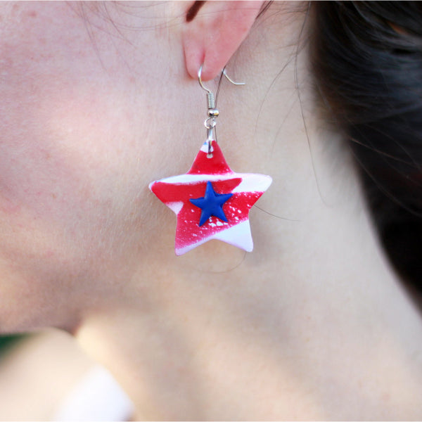 red white blue polymer clay earrings