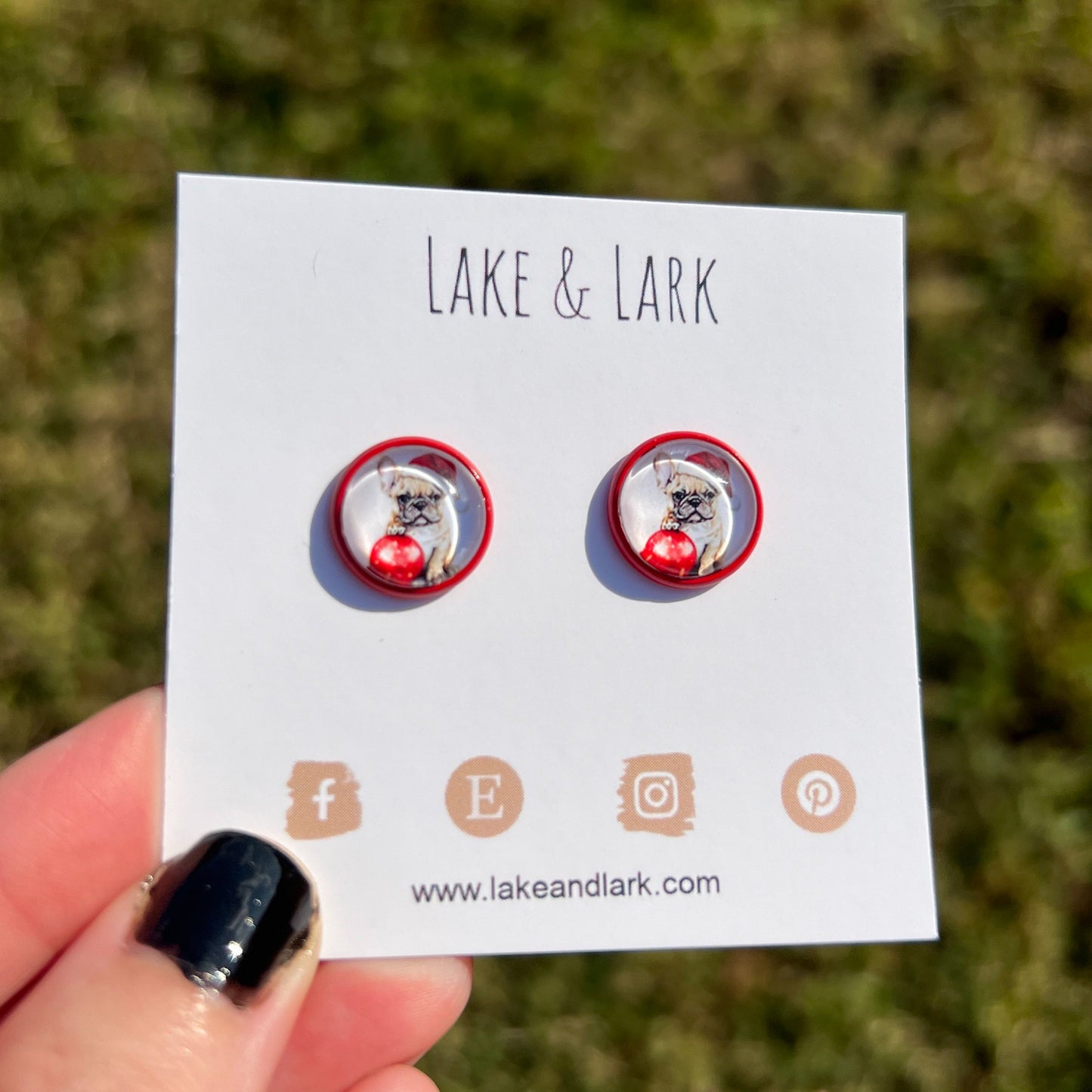 french bulldog christmas stud earrings lake lark (1)