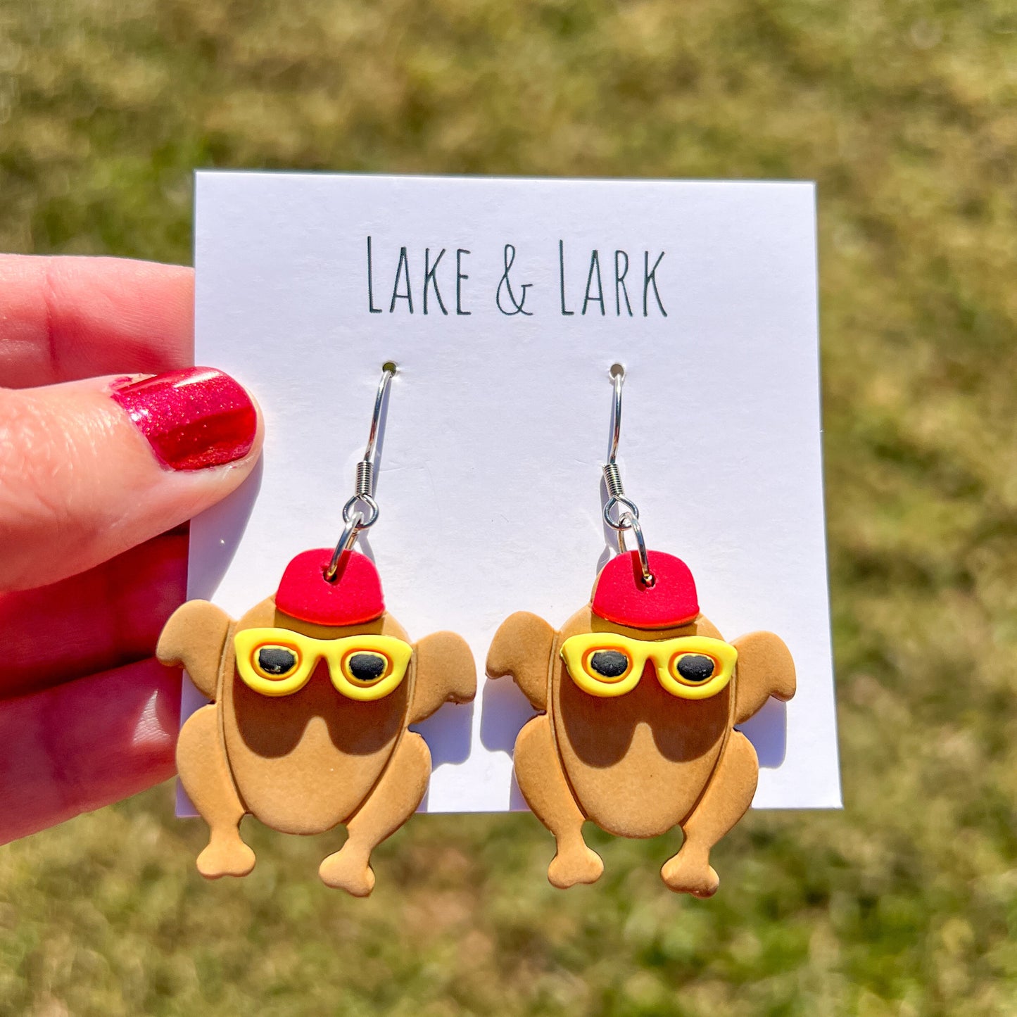 Friends Thanksgiving Turkey Earrings – Handmade Polymer Clay Statement Jewelry